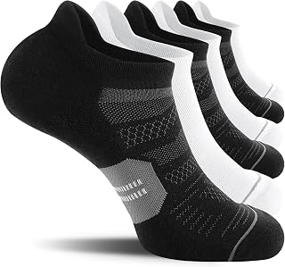 CS CELERSPORT Men's Ankle Running Socks with Cushion, Arch Support Low Cut Athletic Tab Socks for Men Women 6 Pack