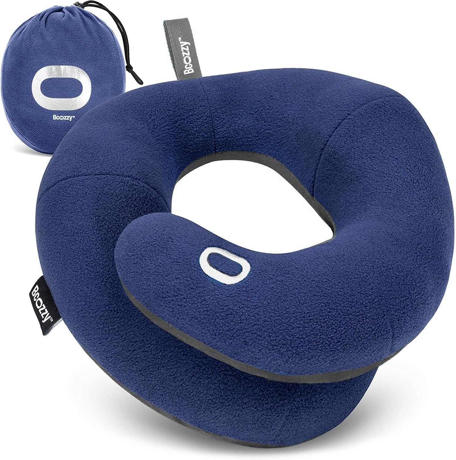 BCOZZY Travel Neck Pillow for Airplane, Head & Chin Support, Large Navy | Rest c