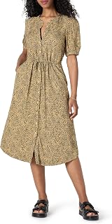 Amazon Essentials Women's Loose-Fit Waist Half Sleeve Midi Shirt Dress with Pockets