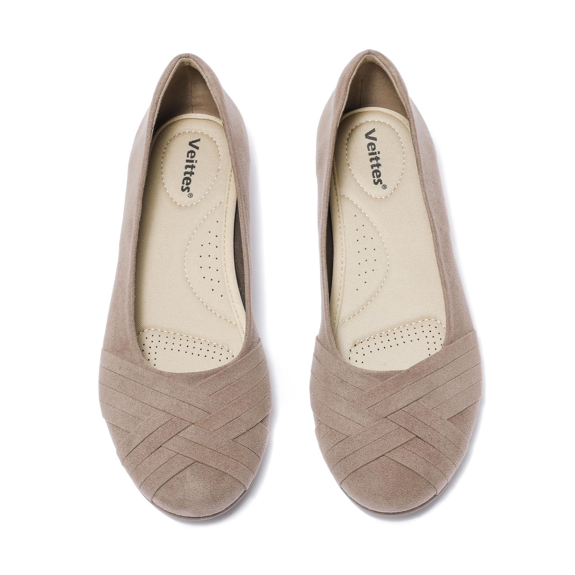 Veittes Women's Wide Width Flat Shoes Dress Ballet Flats