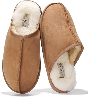 Project Cloud Pantofole da uomo 100% vera pelle e fodera in vero shearling – Pantofole da uomo con soletta in memory foam – scarpe da casa da uomo leggere e antiscivolo