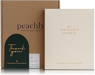 Peachly Pregnancy Journal for First Time Moms - Linen Memory Book | Gift-boxed 110-page maternity keepsake &amp; pregnancy scrapbook. Bump photo pages, hospital &amp; newborn checklists, archival paper
