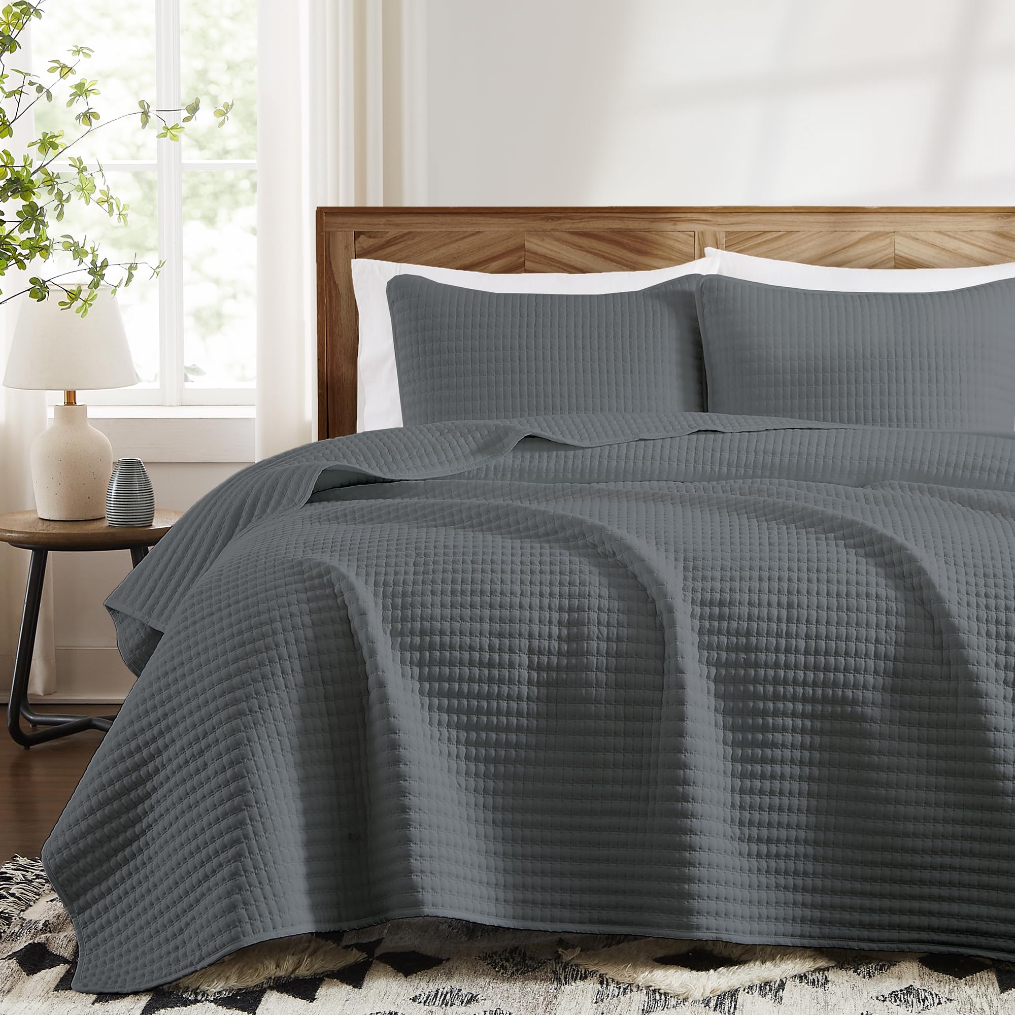 King Size Quilt-Lightweight Bedspreads Grey King Quilt Bedding Set