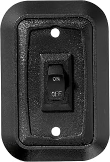 RV Designer S652 Black Single Wall Plate Switch w/Raised Bezel On/Off SPST | Single SPST On/Off wall plate switch includes raised bezel, plate and switch for RV lighting, entry steps &amp; appliance control