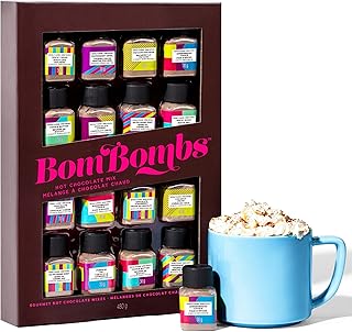 BomBombs Hot Chocolate Mix Gift Set, Mini Bottle Collection, Set of 16 | Gourmet Cocoa Mix, Chocolate Lover Gift, Cozy Nights, Stocking Stuffers, Movie Night, Holiday Gifts, Winter Treats