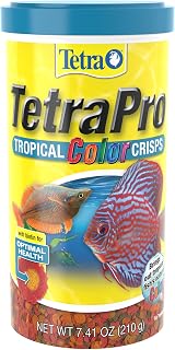 TetraPro Tropical Color Crisps Fish Food, 7.41 oz | Natural Color Enhancers Promote Rich Colors In Tropical Fish, Enhanced With Biotin To Support Digestion, Clear Water Formula