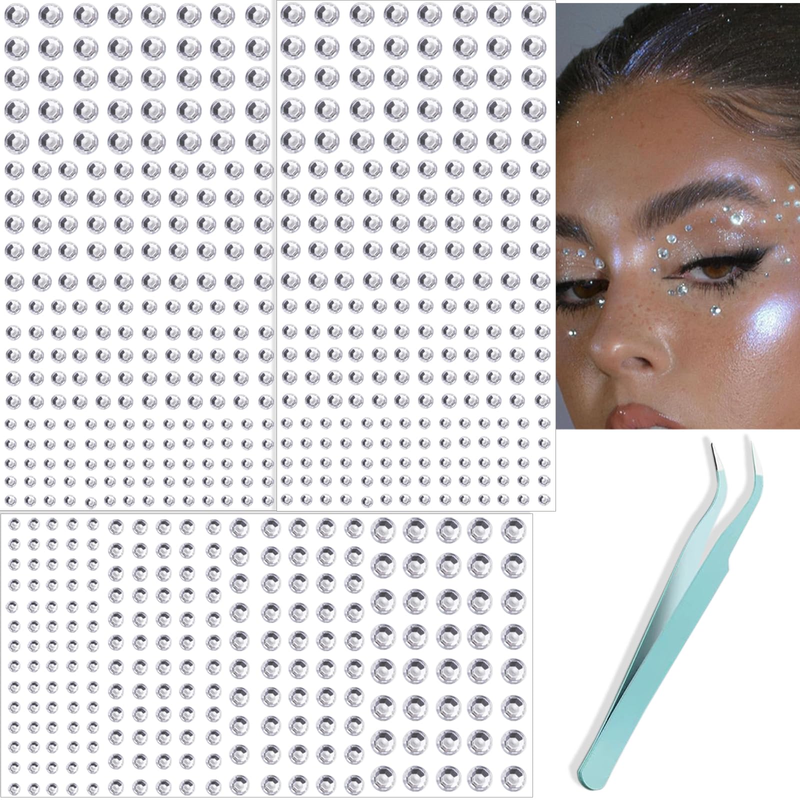 NOOEPC Face Gems Hair Gems, Self-Adhesive Face Jewels Eye Jewels Rhinestone | 3/