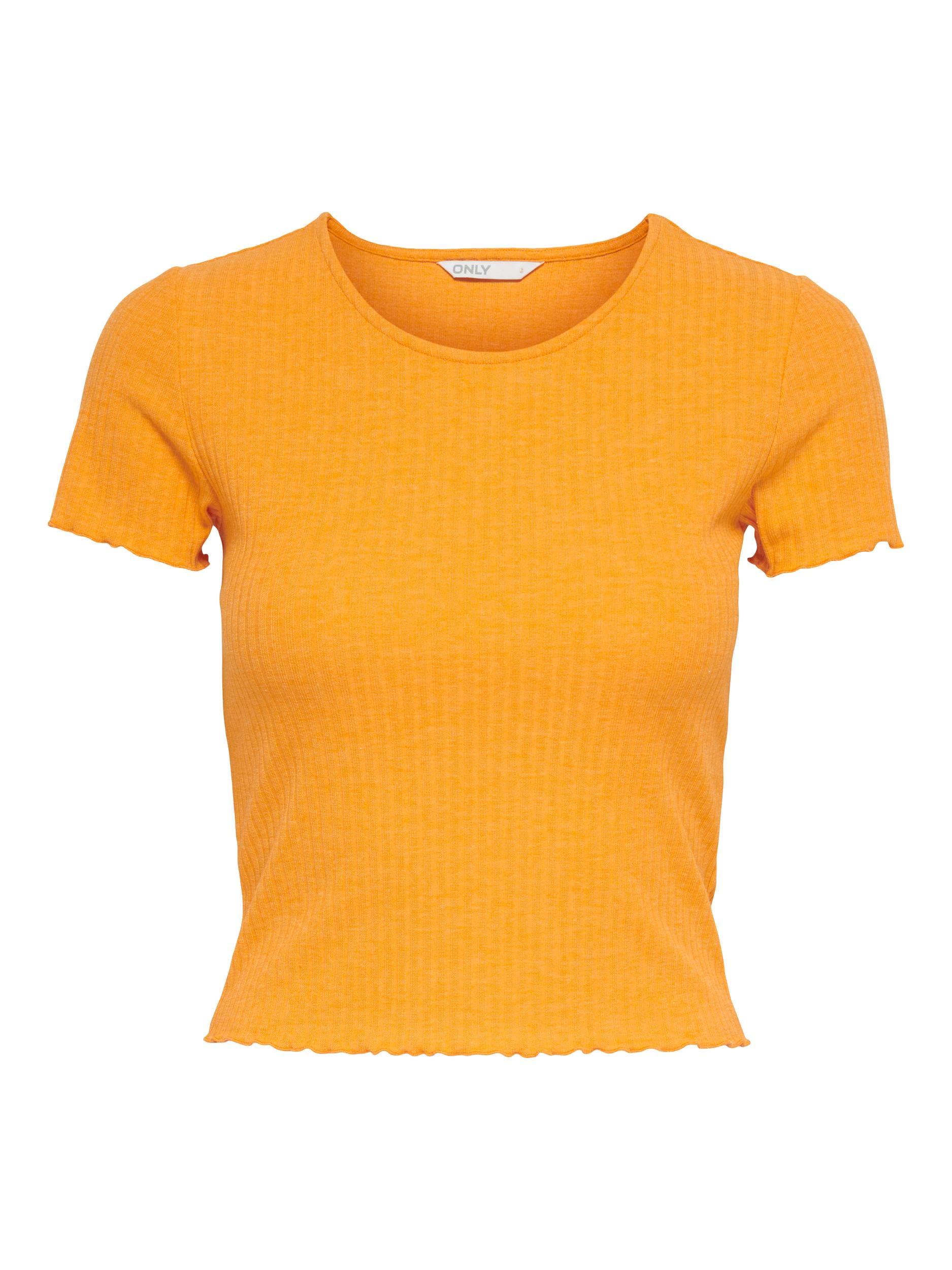 Only ONLEMMA - Ribbed Knit Crop Top with Short Sleeve and Neck