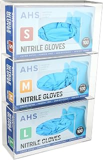 AHS Glove Dispenser Triple Glove Box Holder Wall Mount | Acrylic Plastic Glove Holder with Individual Compartments | Gloves Sold Separately | Triple Layer Gloves Dispenser Wallmount