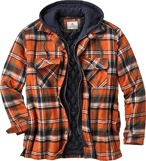 Legendary Whitetails Men's Polyfill Quilted Flannel Shirt Jacket with Hood