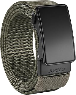 JUKMO 1.5" Mens Nylon Ratchet Belt Casual Belt with Sliding Buckle for Jeans No Holes Adjustable Trim to Fit