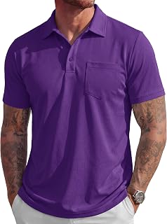 MAGCOMSEN Polo da uomo a maniche corte, in piqué di cotone, con tasca, stile casual, per prestazioni e umidità