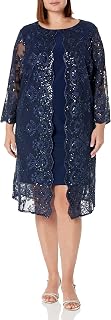 Alex Evenings Abito Midi Oversize con Scollo A U E Giacca Vestito per Occasioni Speciali Donna