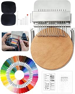 2026 Upgrad Visible Mending Kit, KnitPatch Darning Loom Kit for Beginners | Larger Solid Wood Base,Metal Spring Retainer, Hooks, Needles, Guide Book, Bag and 50-Color Cotton Thread for Knit Patch