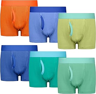 BIG ELEPHANT 6-Pack Boys Boxer Briefs, 100% Cotton Toddler Underwear