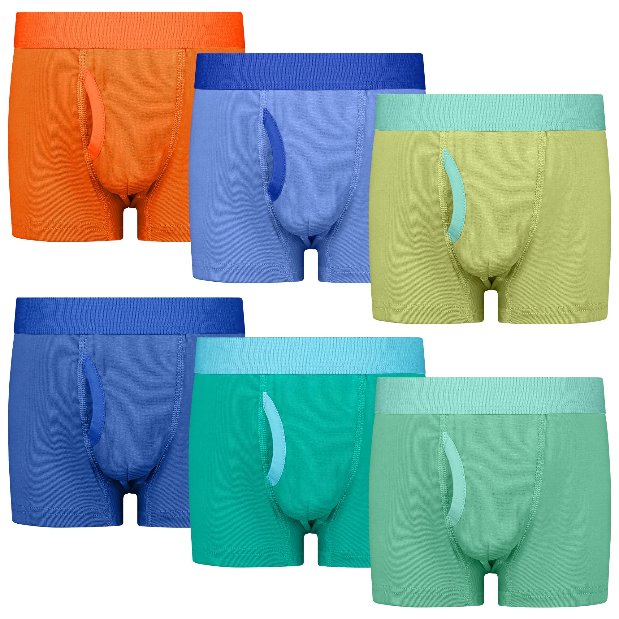 BIG ELEPHANT 6-Pack Boys Boxer Briefs, 100% Cotton Toddler Underwear