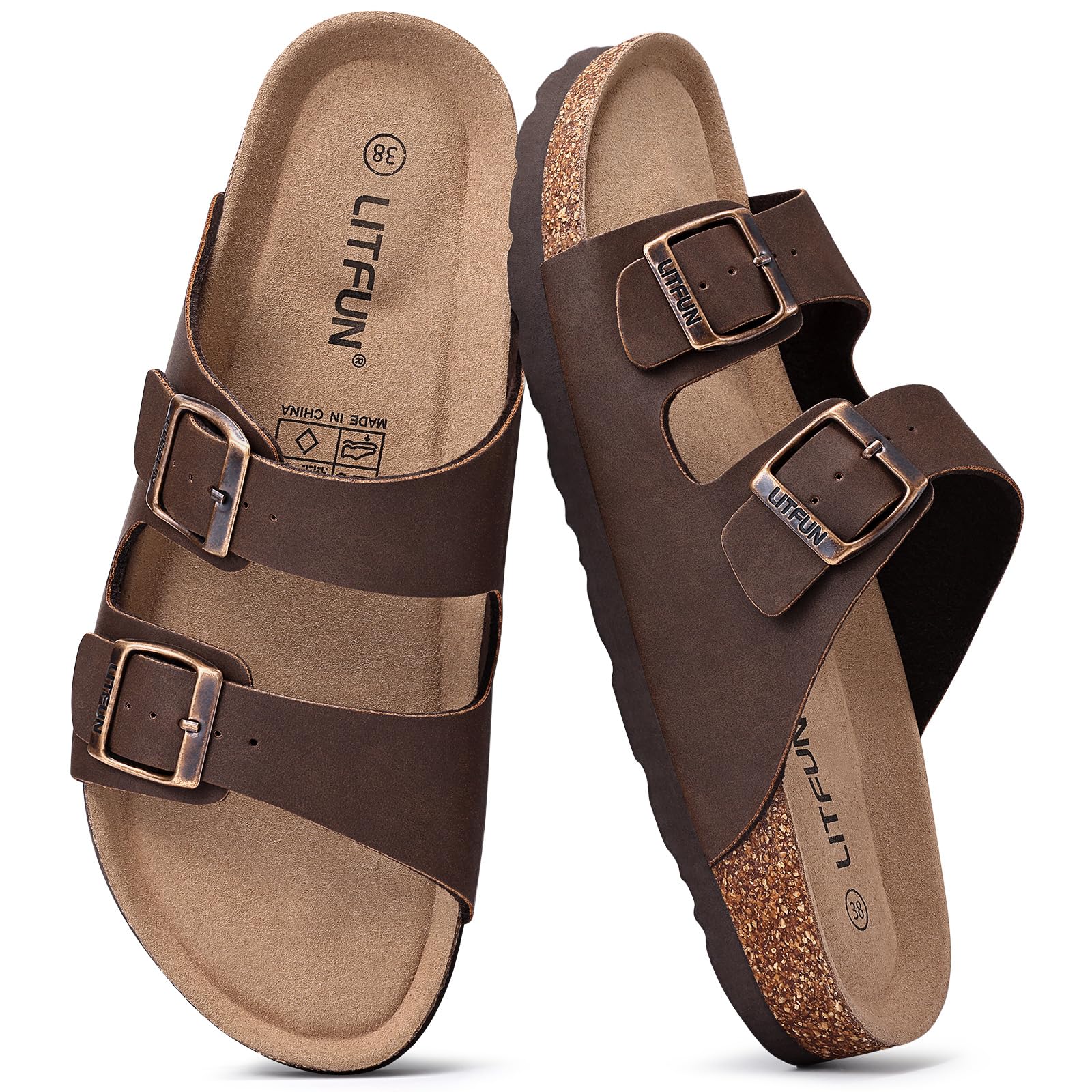 Litfun Unisex Summer Cork Slip On Sandals for Men and Women