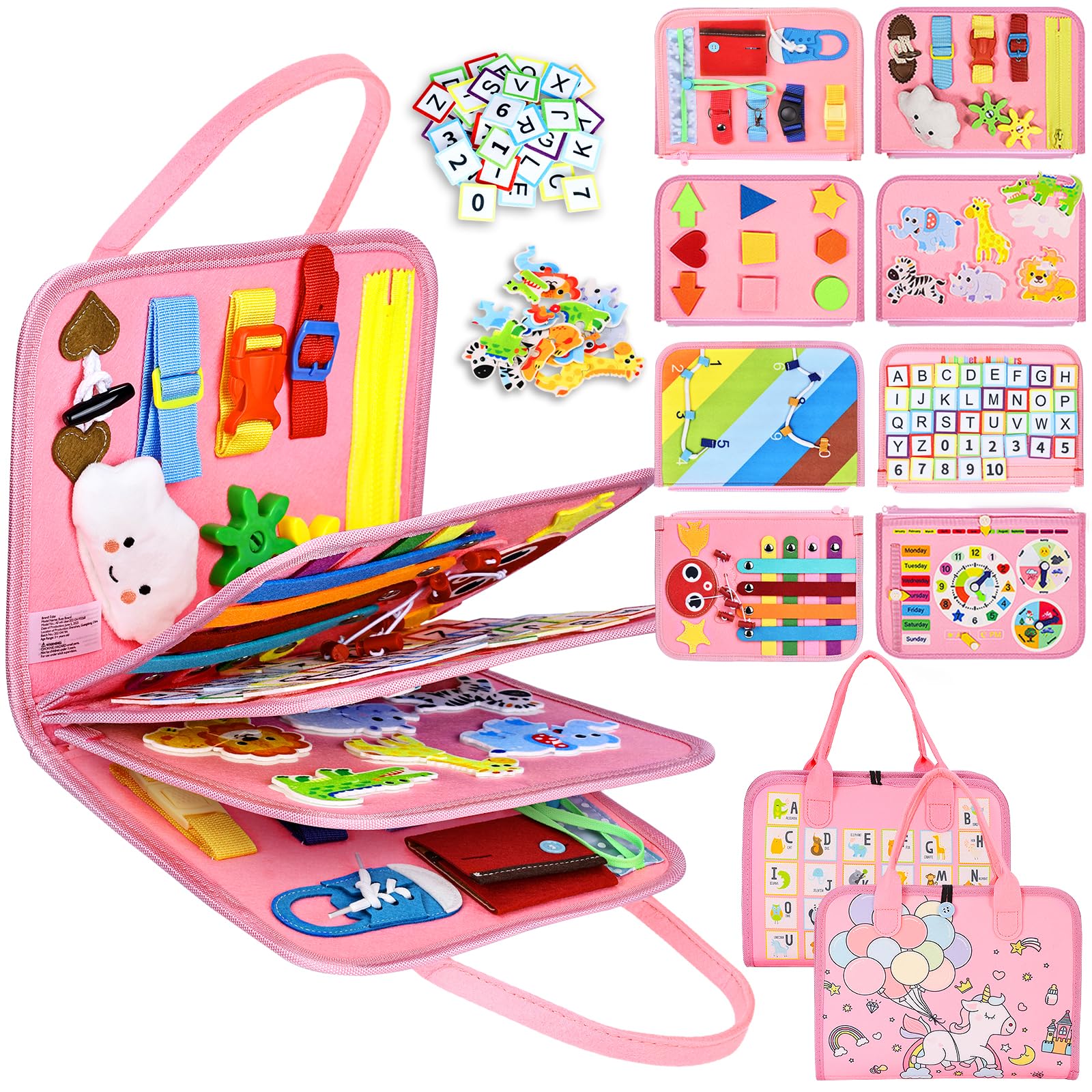 Esjay Busy Board Montessori Toys for Girls, Sensory Book Educational Activities 