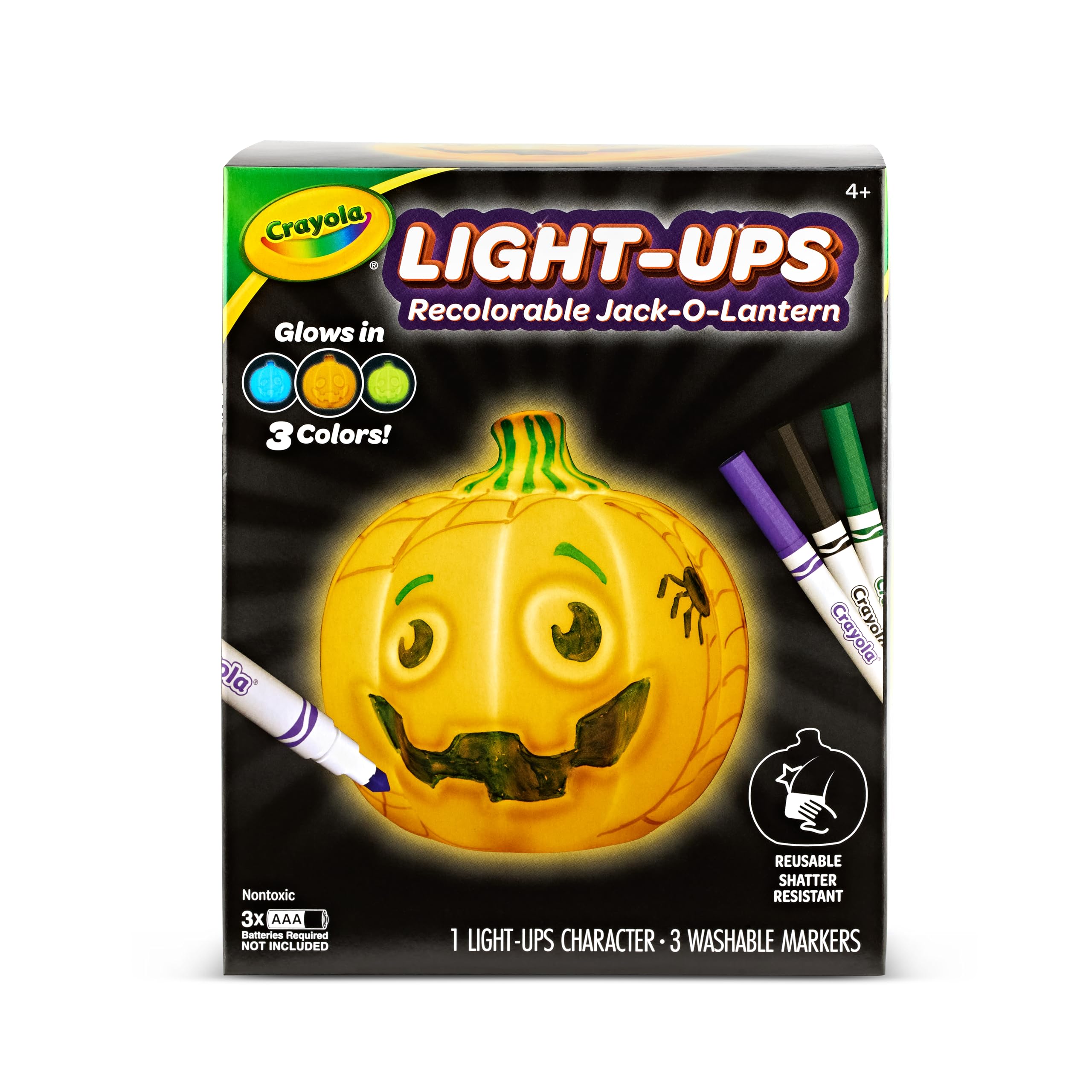 Crayola Light-Ups - Jack-O-Lantern, Reusable Light Up Pumpkin Toy, Halloween Cra