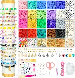 Dowsabel Bracelet Making Kit DIY Crafts Gifts Toys for Kids | 5000 Pcs Preppy Clay Beads with Charms Kit for Jewelry Making Beginner Kit