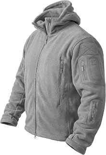 Men's Tactical Hooded Full Zip Warm Winter Outdoor Fleece Jacket