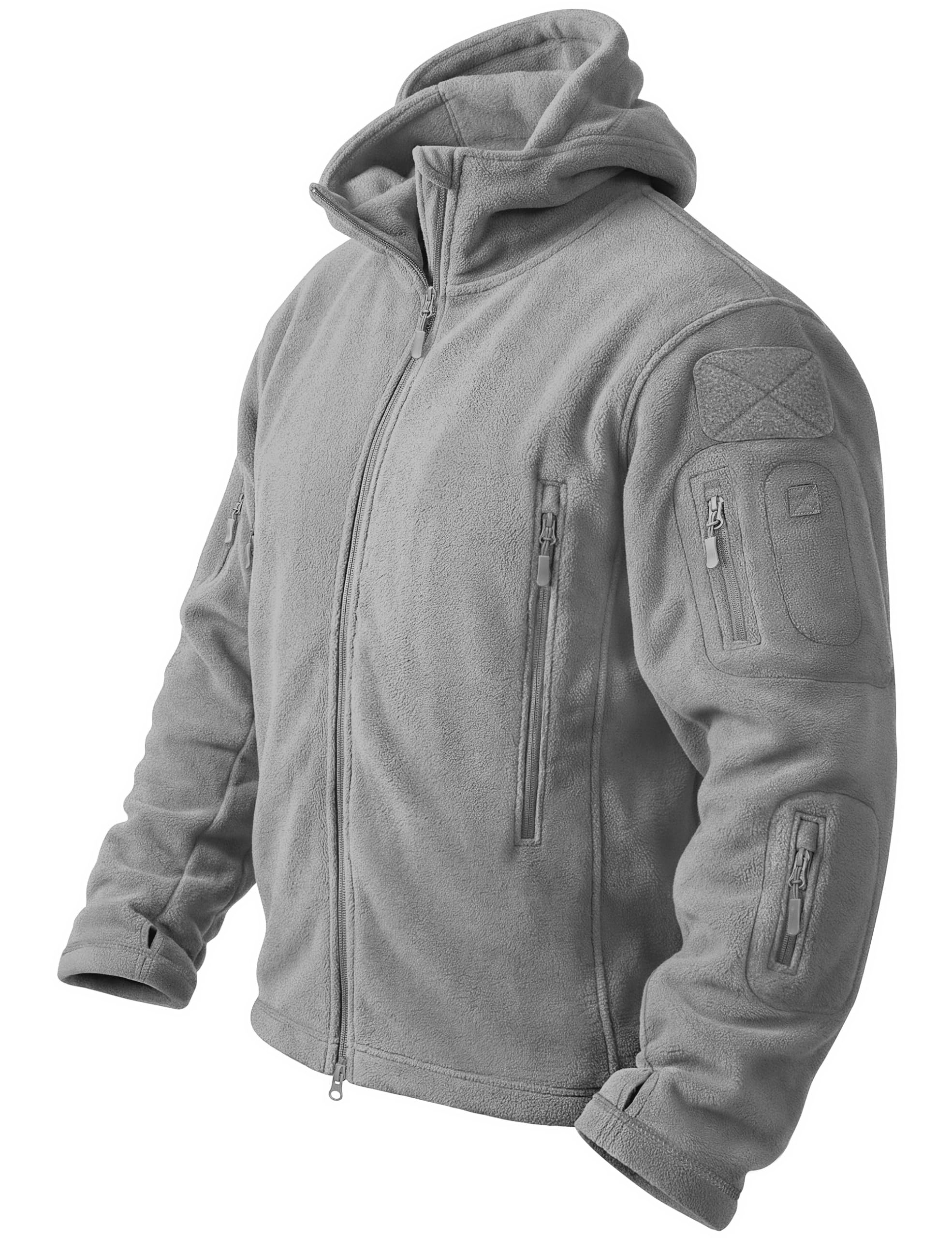 Men's Tactical Hooded Full Zip Warm Winter Outdoor Fleece Jacket