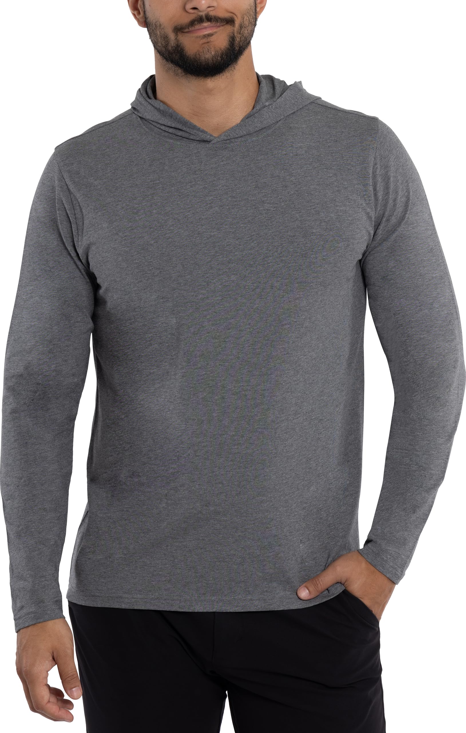 X Ray Men's Long Sleeve Hooded T-Shirt 95% Cotton Stretch Slim Fit Basic Shirt f