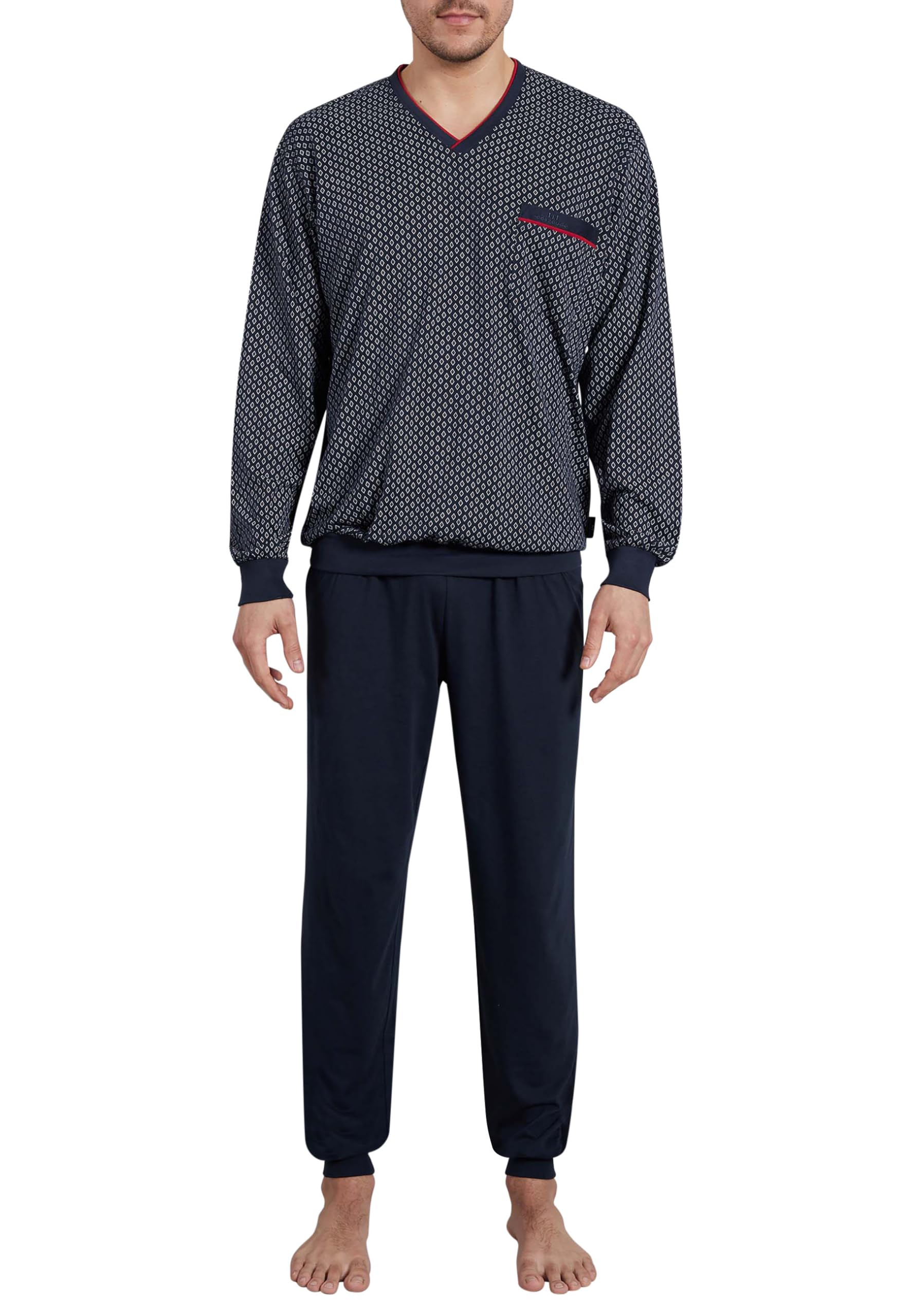 Götzburg Mens Long Pyjamas with Cuffs (Chilli)