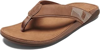 OluKai Tuahine Men's Waterproof Leather Sandals, Versatile Beach Flip Flops