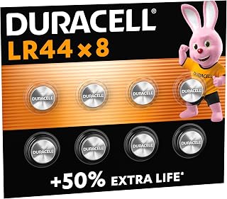 DURACELL LR44 Specialty Alkaline Battery (8 Pack) 1.5V, A76 | +50% EXTRA LIFE - For Thermometers, Flashlights, Watches, Security Systems & Medical Devices - 5-Year Storage Guarantee