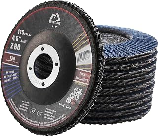 Merryland 10 Pack Flap Disc 115 mm Metal 80 Grit T29 Flap Wheel | 115mm Angle Grinder, Flap Wheel, Stainless Steel Iron Universal, Blue Zirconium Corundum, Craft-Line FC1107414-10