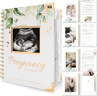 Pregnancy Journal for First Time Moms Gifts - 90 Pages Hardcover (Alpine) | Pregnancy Memory Book, Beautiful & Cute Baby Book Keepsake, Ultrasound Baby Scrapbook, Mom To Be Gift