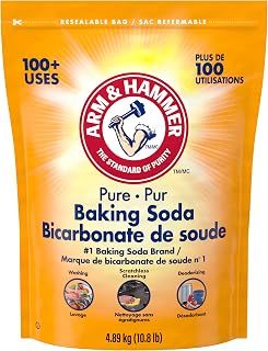 ARM & HAMMER Pure Baking Soda, Heavy-Duty Cleaner, 4.89 kg | Pure baking soda for cleaning, deodorizing, and household use; resealable 4.89 kg bag for large cleaning tasks