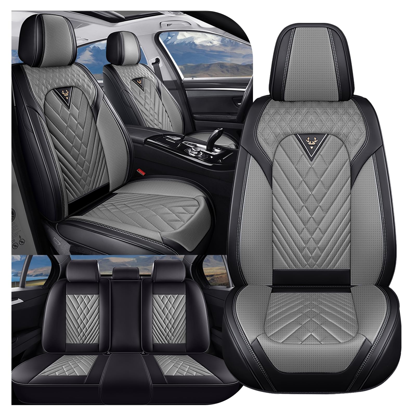 Seat Covers for Toyota Tacoma 2009-2026,Full Set Black Gray