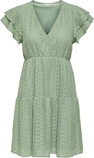 ONLY Onlhelena Lace Capsl Dress Wvn Noos Daily Dress V-Neck Short Sleeve for Women