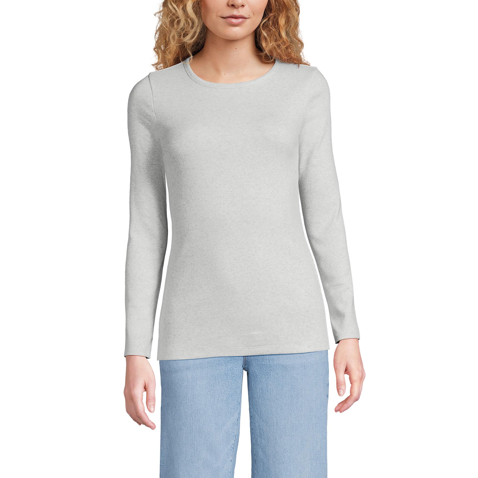 Lands' End Women's Cotton Rib Knit T-Shirt