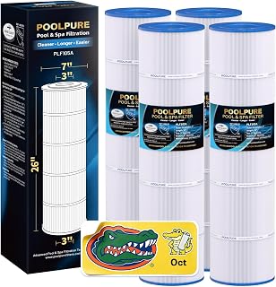 POOLPURE CCP420 Pool Filter Replaces Pentair Clean and Clear Plus 420 4Pack | Compatible with R173576, PCC105, 178584, Ultral-A6, Unicel C-7471, 817-0106, FC-1977, LxOD: 26"x7", 4X105 sq.ft. Cartridge