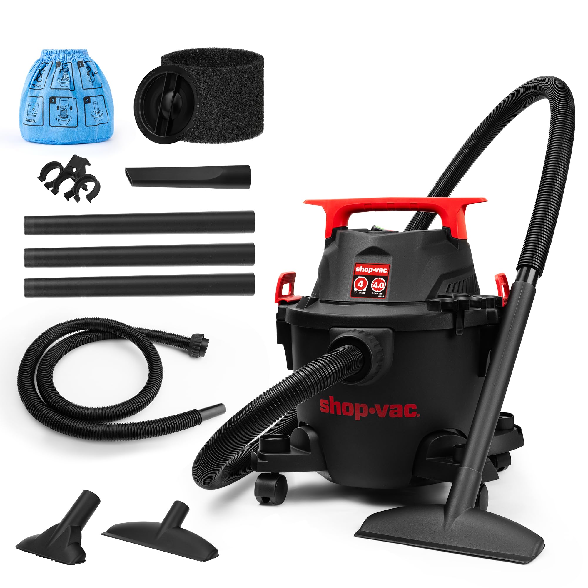 Shop-Vac 5430112 4 Gallon 4 Peak HP Wet/Dry Vacuum with Blower Function | 1.25" 