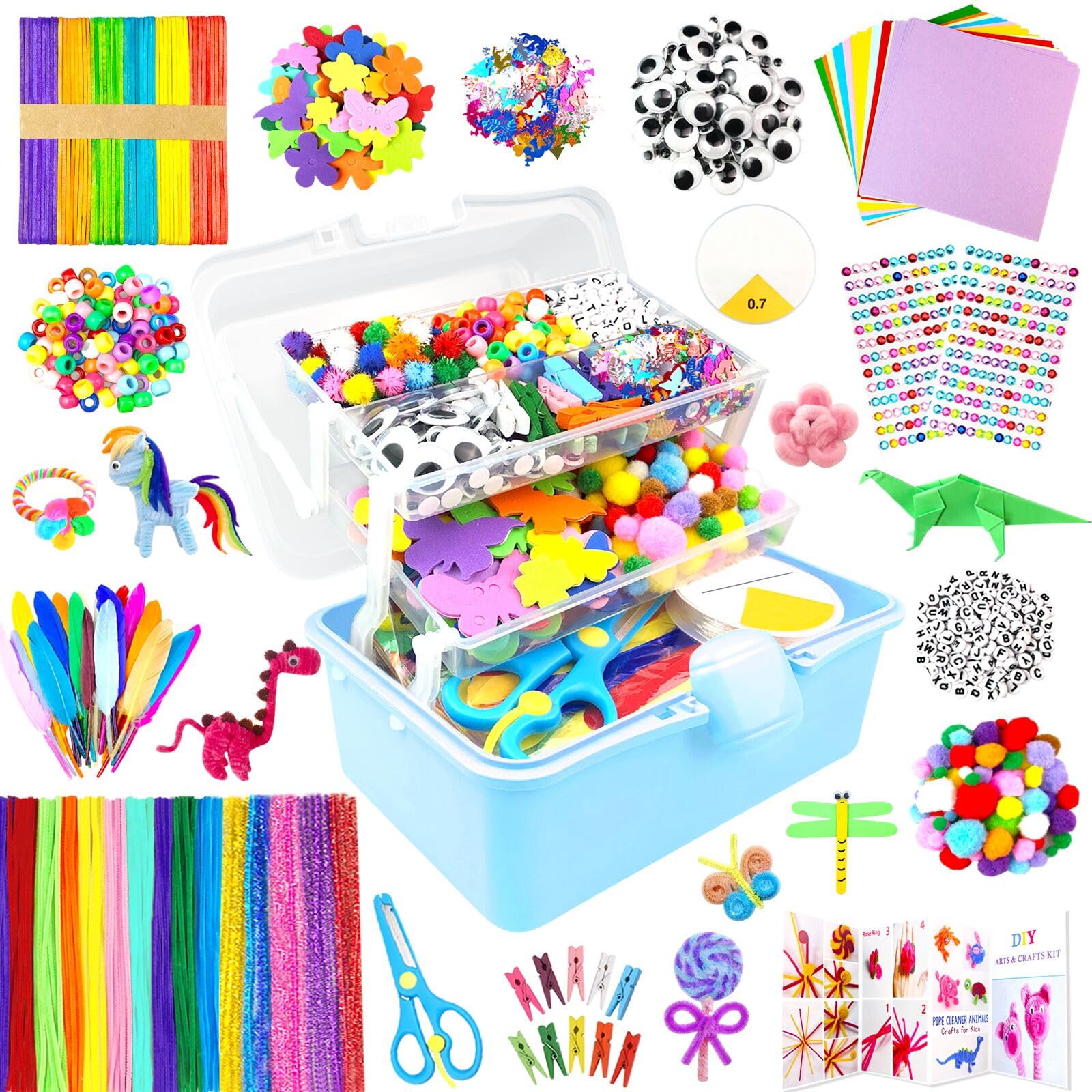 ZEIZHUBN Arts and Crafts Supplies for Kids Crafts Kit with Pipe Cleaners DIY Cra
