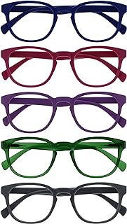 OPULIZE Pop 5 Pack Retro Giro Blue Pink Purple Green Grey Men Women Reading Glasses Spring Hinges RRRR2-34567 +1.00