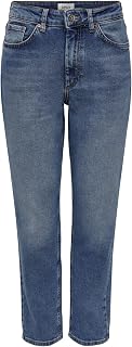 ONLY Women's Onlveneda Life Mom Jeans Rea 844 Noos, Dark Blue Denim, S/34