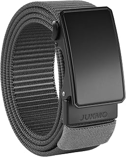 JUKMO 1.5" Mens Nylon Ratchet Belt Casual Belt with Sliding Buckle for Jeans No Holes Adjustable Trim to Fit