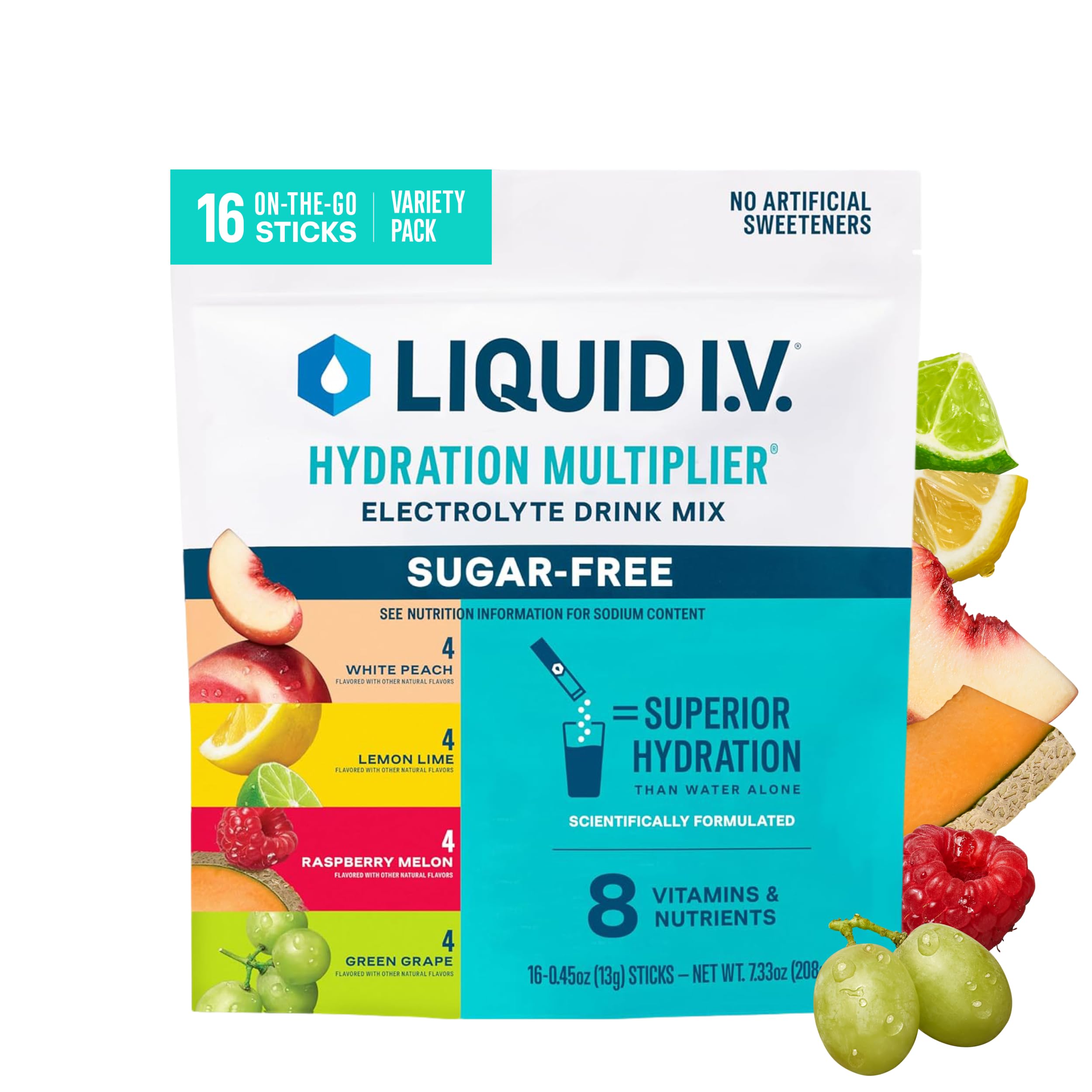 Liquid I.V. Sugar Free Electrolyte Packets, Classic Variety Pack, 16 Count | Sci