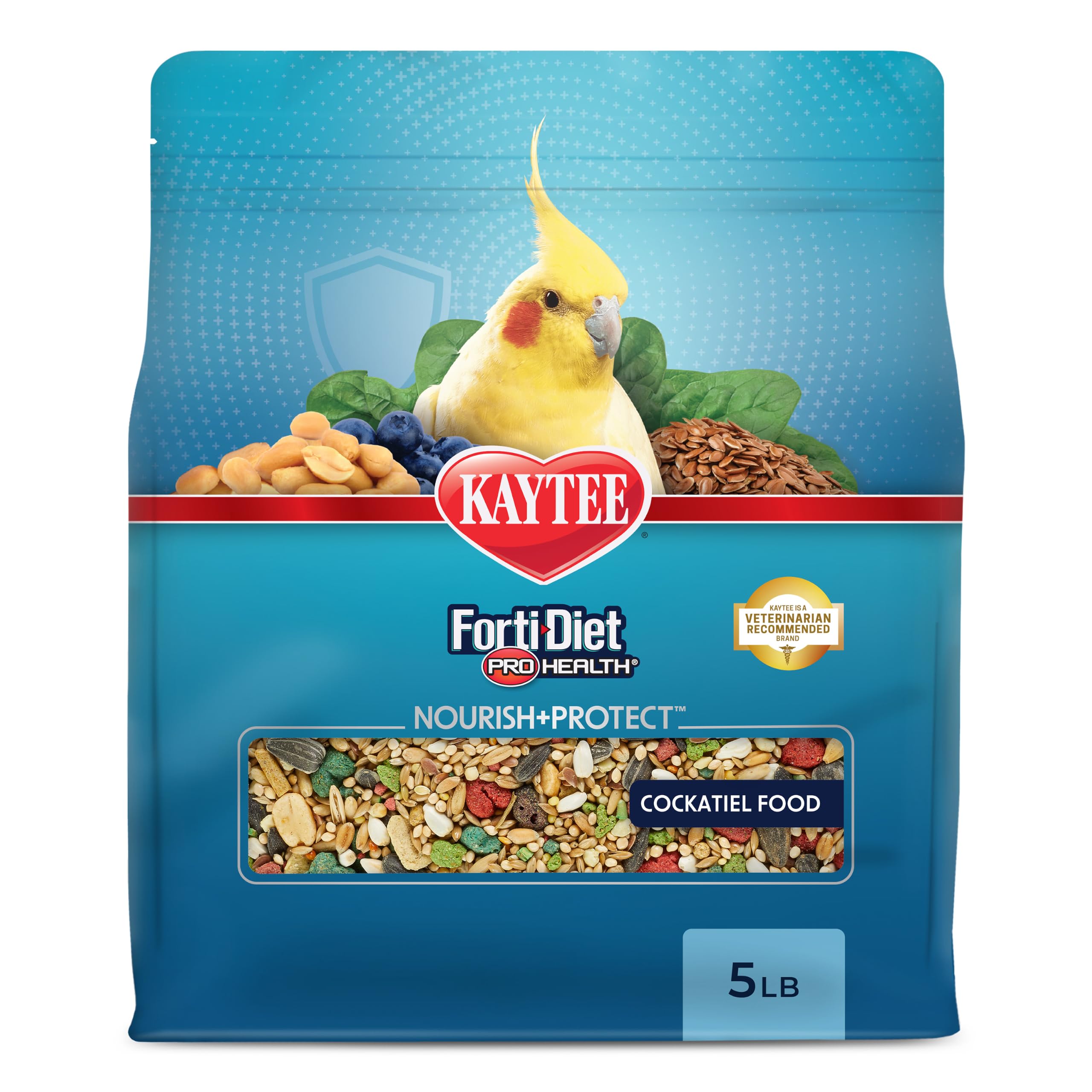 Kaytee Forti-Diet Pro Health Nourish+Protect Cockatiel Food, 5 lb | Digestive su