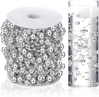 Silver, Faux Pearls Vase Fillers, Wedding Table Centerpiece, DIY Garland, Artificial Beads Strands