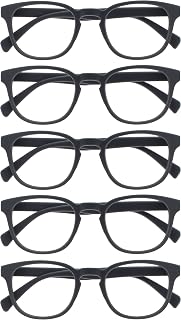 OPULIZE Pop 5 Pack Retro Round Grey Matte Smooth Men Women Reading Glasses Spring Hinges RRRRR2-7 +3.00