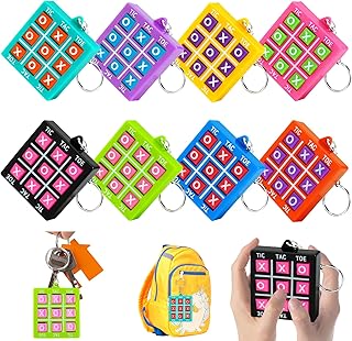 16PCS Tic Tac Toe Game Keychains Party Favors for Kids 3-5 4-8 8-12
