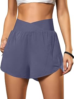 Blooming Jelly Women's Athletic Running Shorts Crossover Gym Workout Shorts