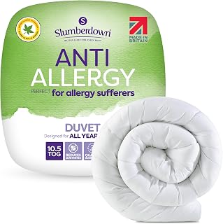 Slumberdown Anti Allergy Single Duvet 10.5 Tog - Allergy UK Approved All Year Round Single Quilt for Allergy Sufferers - Made in the UK, Anti Bacterial and Machine Washable Bedding (135 x 200cm)