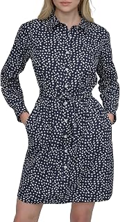 DKNY Womens Long Sleeve Collared Tie Fit & Flare Mini DressDress